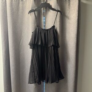 Zara Black Pleated Tiered Ruffle Mini Dress Women’s Size Small